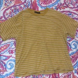 Brandy Melville Yellow and White Stripper T-shirt